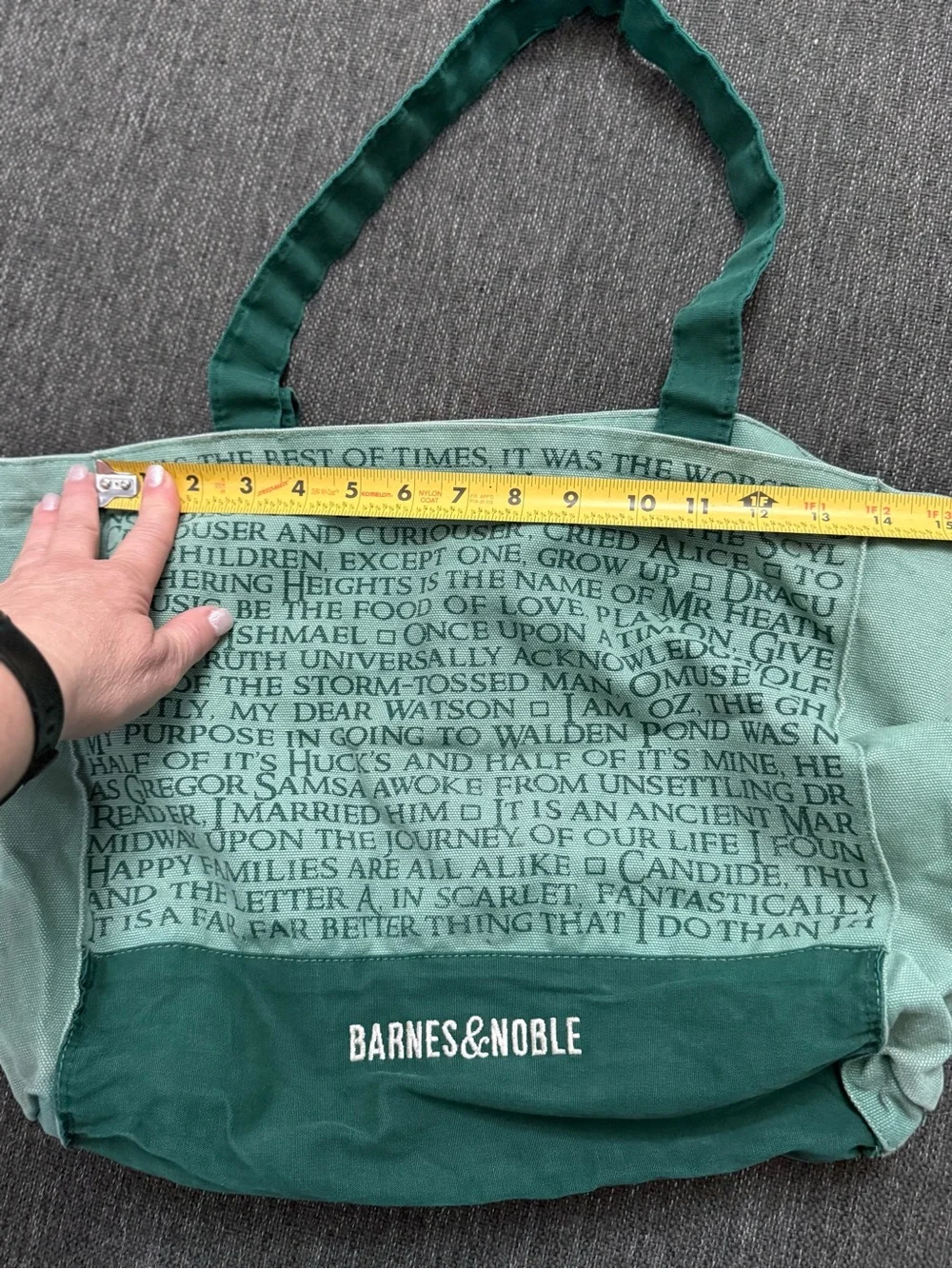 Barnes & Noble Two-Tone Green Canvas Tote retro embroidered classic